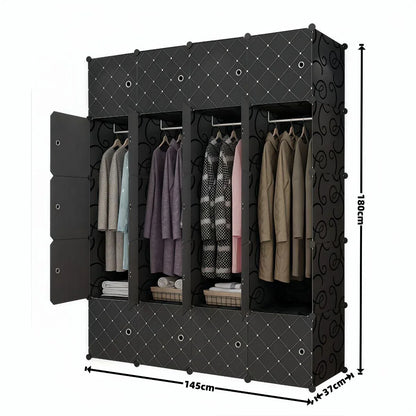 Dulap Modular, 20 Usi, Naimeed D7136, 180x145x37cm, Negru