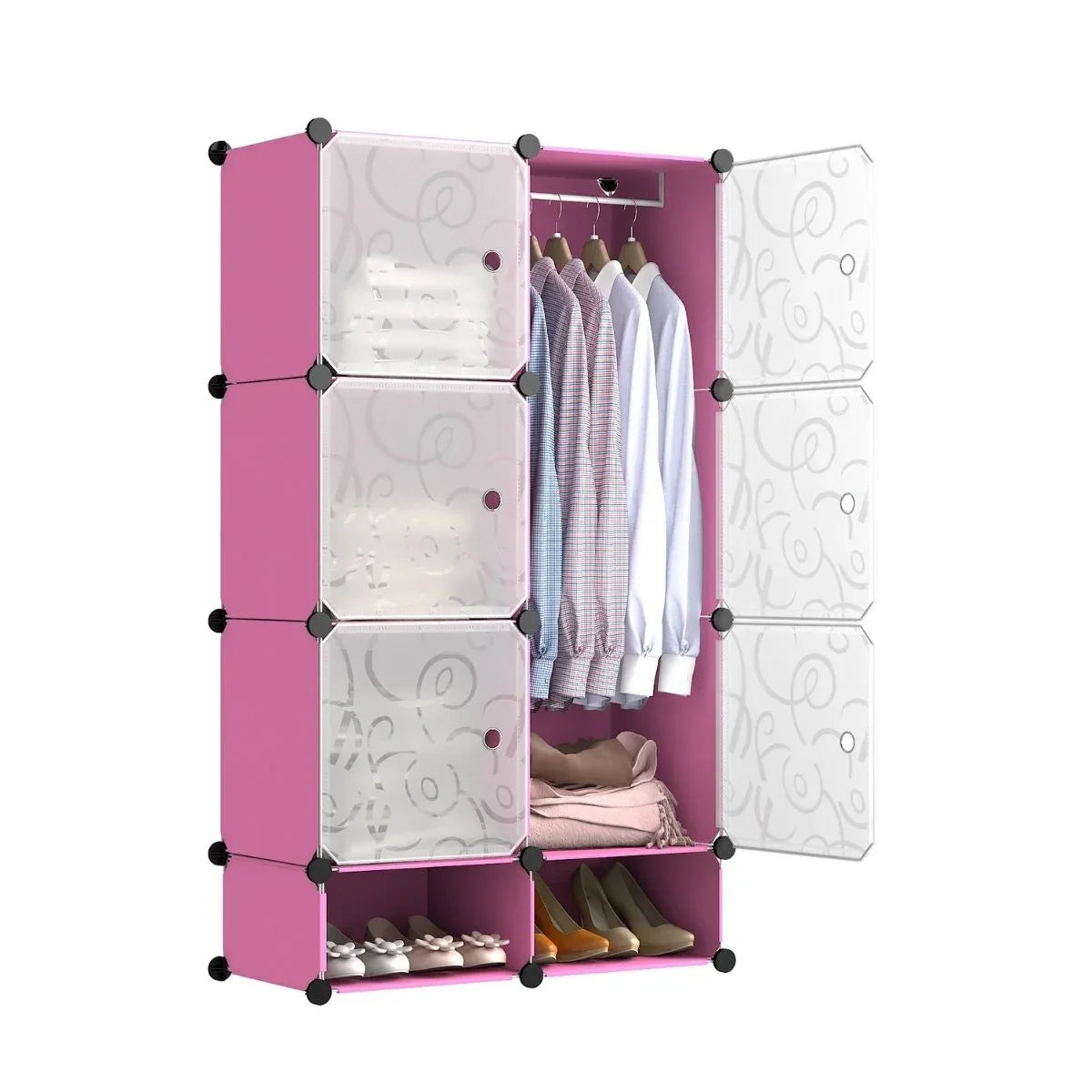Dulap Modular, 6 Usi, Naimeed D7138, 127x75x37cm, Roz