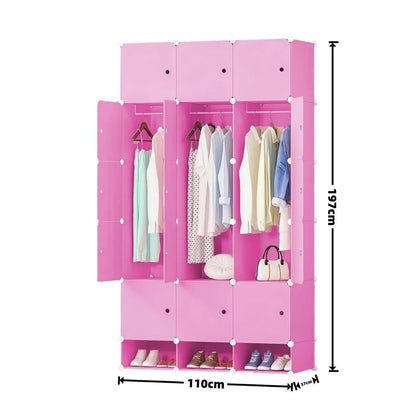 Dulap Modular, 15 Usi, Naimeed, D7144, 197x110x37cm, Roz