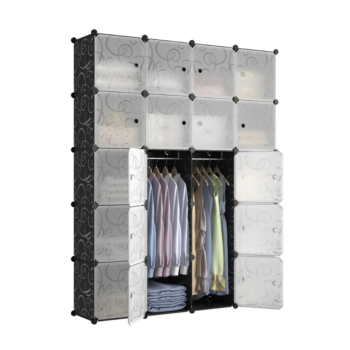Dulap Modular, 20 Usi, Naimeed D7149, 110x110x37cm, Negru