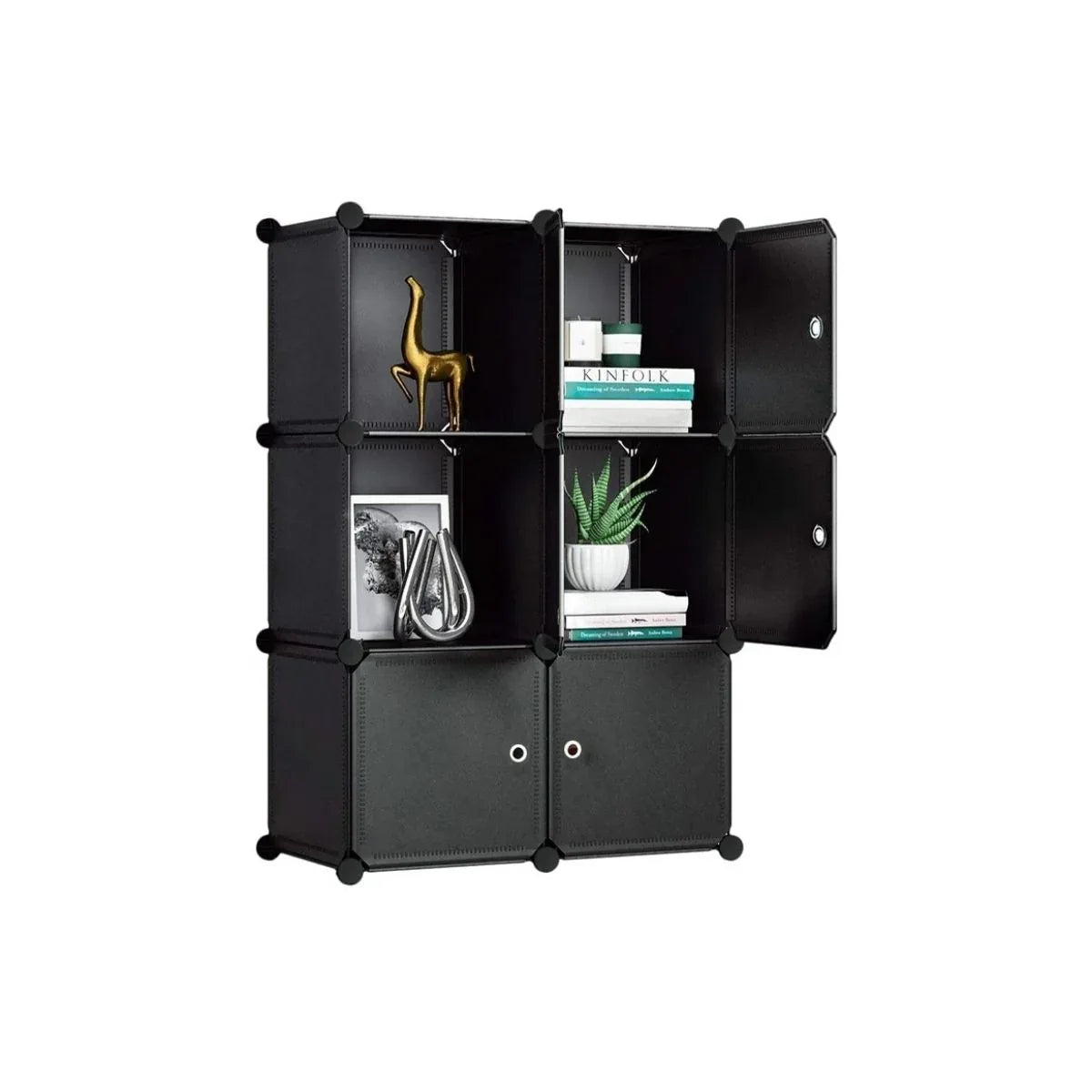Dulap Modular, 6 Usi, Naimeed D7150, 110x75x37cm , Negru