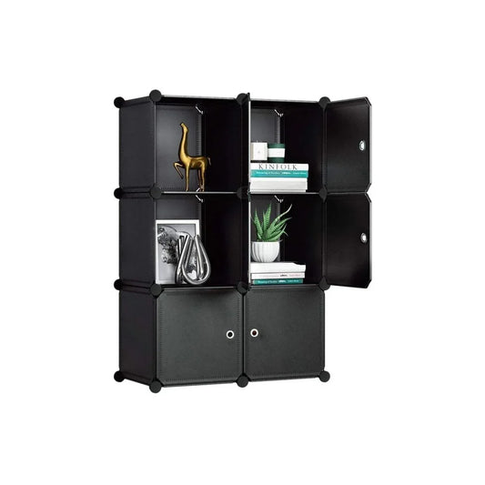 Dulap Modular, 6 Usi, Naimeed D7150, 110x75x37cm , Negru
