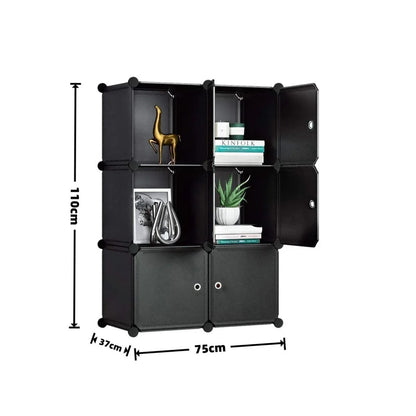 Dulap Modular, 6 Usi, Naimeed D7150, 110x75x37cm , Negru