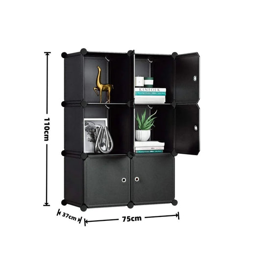 Dulap Modular, 6 Usi, Naimeed D7150, 110x75x37cm , Negru