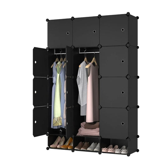 Dulap Modular, 12 Usi, Naimeed D7151, 127x75x37cm, Negru
