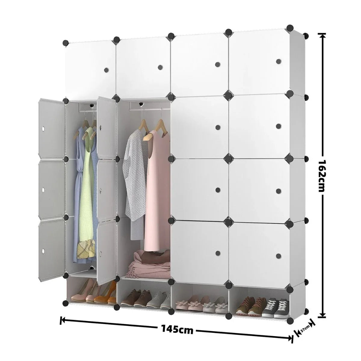 Dulap Modular, 16 Usi, Naimeed D7154, 162x145x37cm , Alb