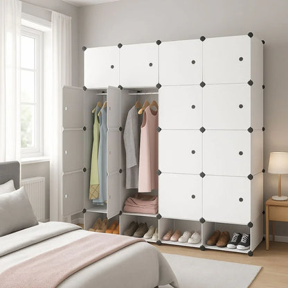 Dulap Modular, 16 Usi, Naimeed D7154, 162x145x37cm , Alb