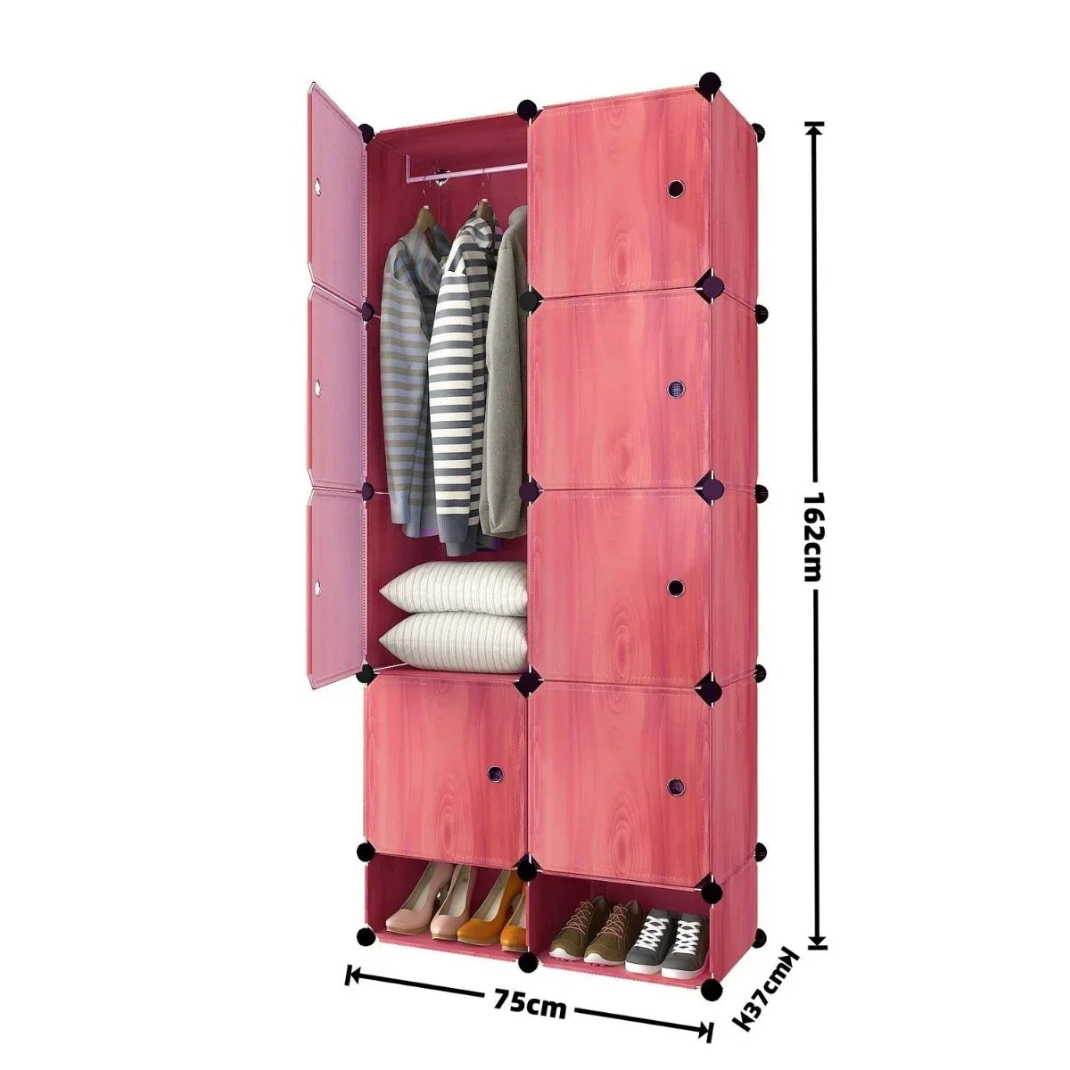Dulap Modular, 8 Usi, Naimeed D7157, 162x75x37cm, Coral