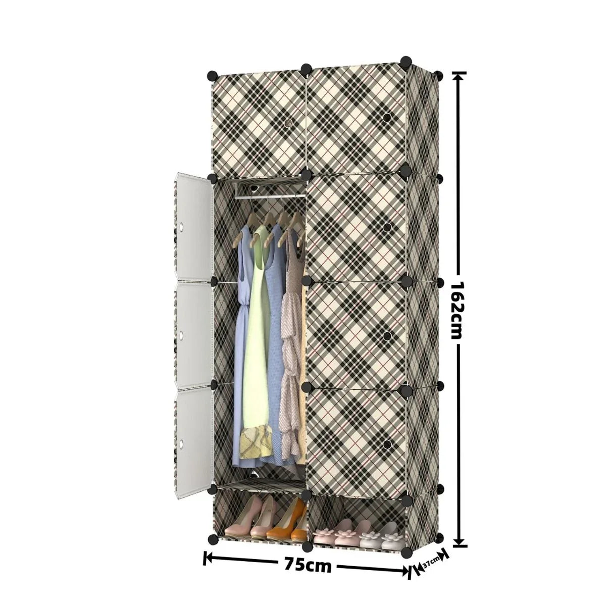 Dulap Modular, 8 Usi, Naimeed D7159, 162x75x37cm, Crem