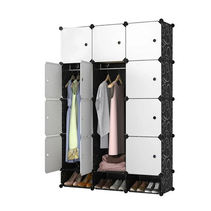 Dulap Modular, 12 Usi, Naimeed D7166, 162x110x37cm, Negru