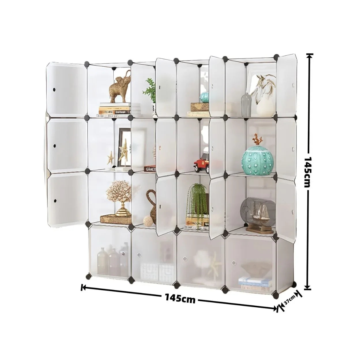 Dulap Modular, 16 Usi, Naimeed D7168, 145x145x37cm , Alb