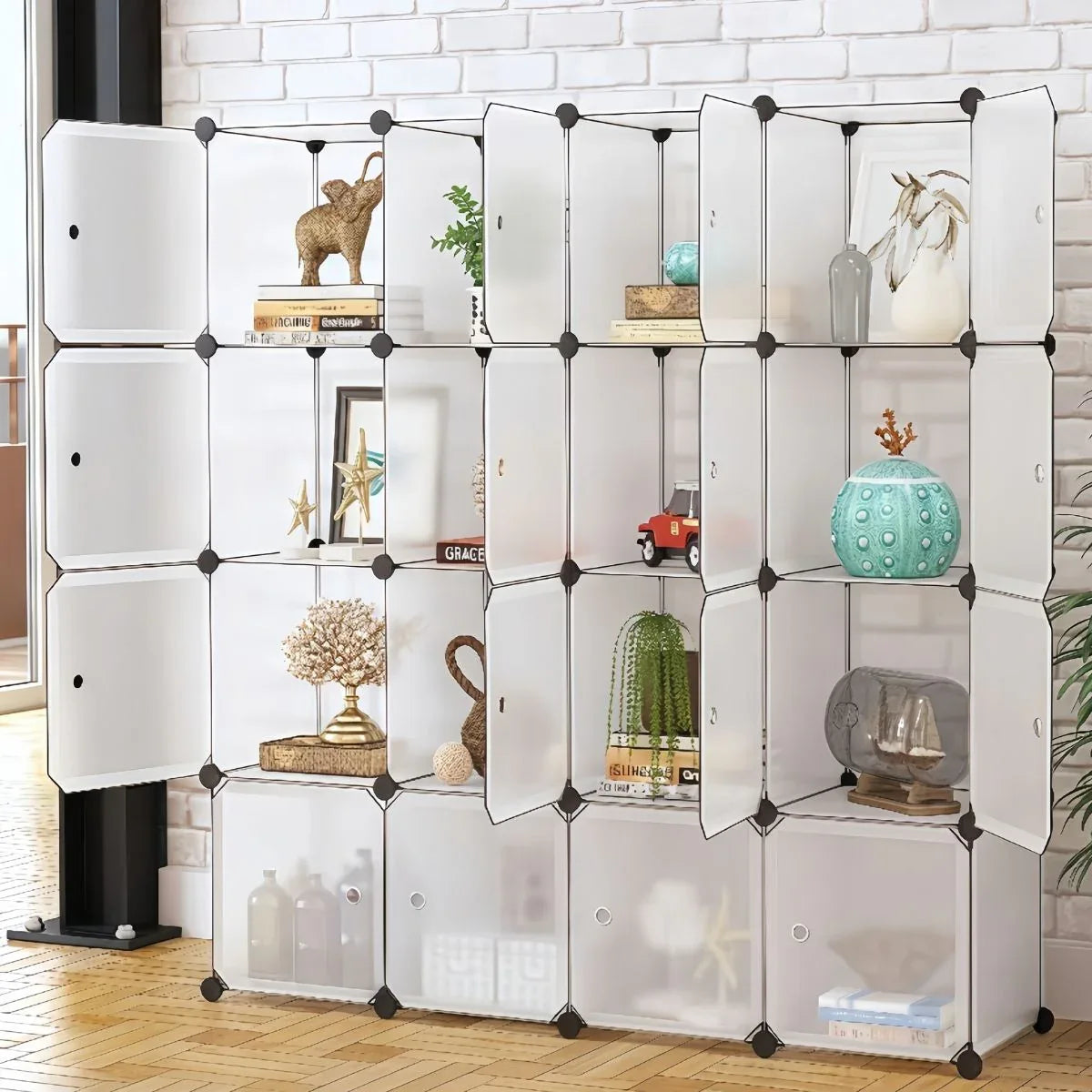 Dulap Modular, 16 Usi, Naimeed D7168, 145x145x37cm , Alb