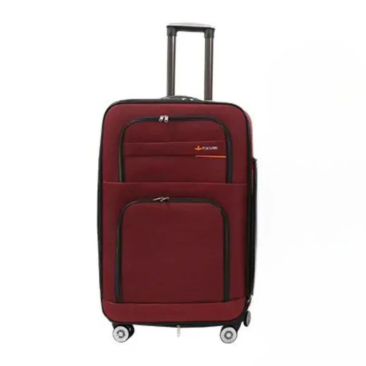 Troler voiaj, Mic, Naimeed D7175, 4 roti duble 360 grade, material textil, inchidere cifru, Rosu, 36x22x55cm