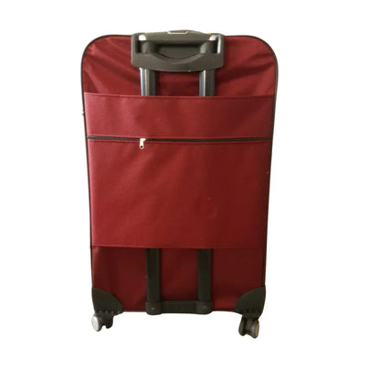 Troler voiaj, Mare, Naimeed D7175, 4 roti duble 360 grade, material textil, inchidere cifru, Rosu, 45x28x75cm