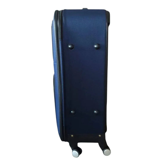 Troler voiaj, Mic, Naimeed D7176, 4 roti duble 360 grade, material textil, inchidere cifru, Albastru, 36x22x55cm