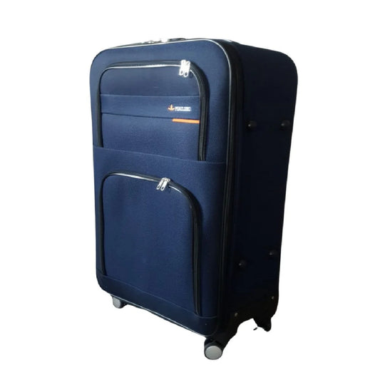 Troler voiaj, Mic, Naimeed D7176, 4 roti duble 360 grade, material textil, inchidere cifru, Albastru, 36x22x55cm