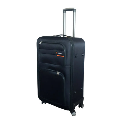 Troler voiaj, Mediu, Naimeed D7177, 4 roti duble 360 grade, material textil, inchidere cifru, Negru, 41x24x66cm