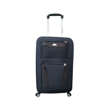 Troler voiaj, Mediu, Naimeed D7178, 4 roti duble 360 grade, material textil, inchidere cifru, Negru, 41x24x66cm