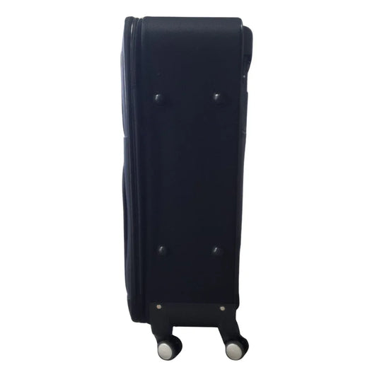 Troler voiaj, Mic, Naimeed D7178, 4 roti duble 360 grade, material textil, inchidere cifru, Negru, 36x22x55cm