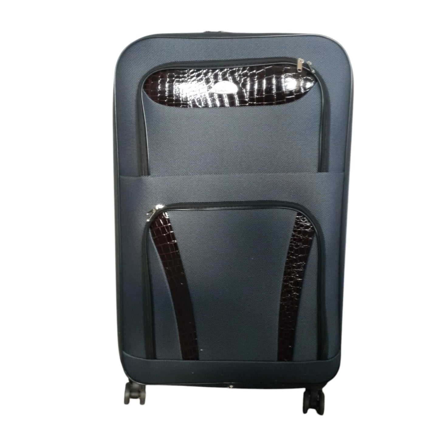 Troler voiaj, Mediu, Naimeed D7179, 4 roti duble 360 grade, material textil, inchidere cifru, Gri, 41x24x66cm