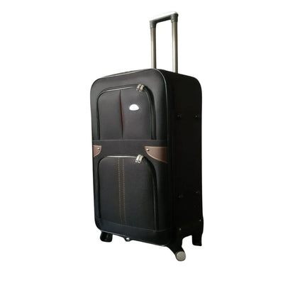 Troler voiaj, Mare, Naimeed D7180, 4 roti duble 360 grade, material textil, inchidere cifru, Negru, 45x28x75cm