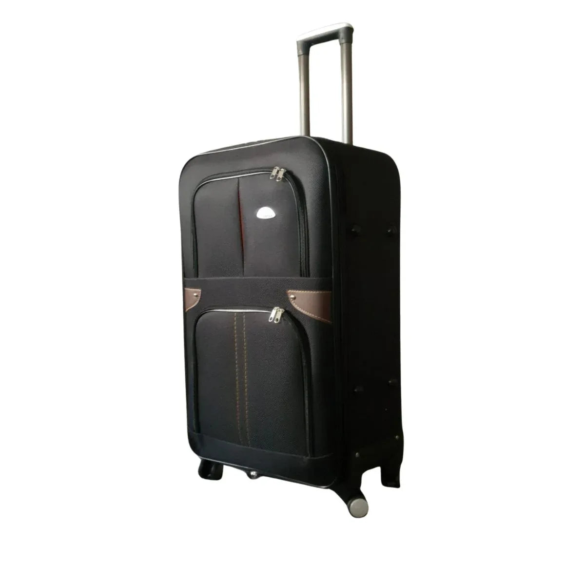 Troler voiaj, Mediu, Naimeed D7180, 4 roti duble 360 grade, material textil, inchidere cifru, Negru, 41x24x66cm
