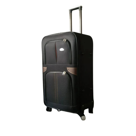 Troler voiaj, Mediu, Naimeed D7180, 4 roti duble 360 grade, material textil, inchidere cifru, Negru, 41x24x66cm