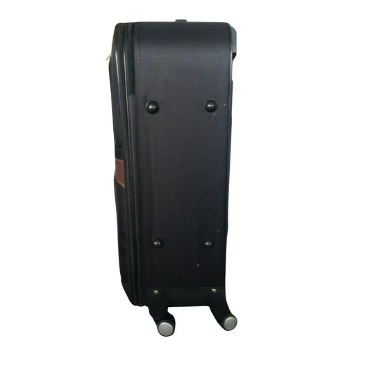 Troler voiaj, Mare, Naimeed D7180, 4 roti duble 360 grade, material textil, inchidere cifru, Negru, 45x28x75cm