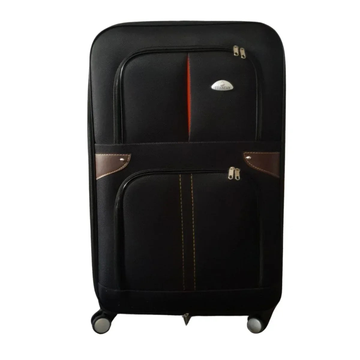 Troler voiaj, Mediu, Naimeed D7180, 4 roti duble 360 grade, material textil, inchidere cifru, Negru, 41x24x66cm