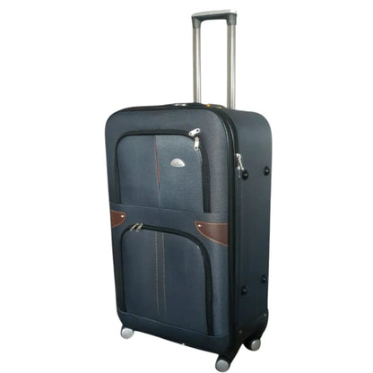Troler voiaj, Mic, Naimeed D7181, 4 roti duble 360 grade, material textil, inchidere cifru, Gri, 36x22x55cm