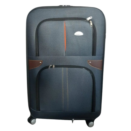 Troler voiaj, Mare, Naimeed D7181, 4 roti duble 360 grade, material textil, inchidere cifru, Gri, 45x28x75cm