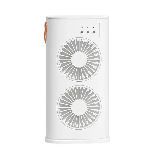 Ventilator dublu, umidificator, Naimeed D7182, incarcare USB, acumulator 2000mAh, telecomanda, 3 trepte de viteza, Alb