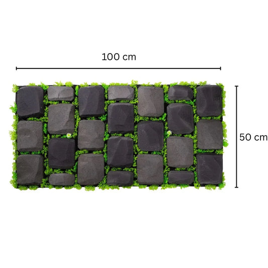 Panou din pietre artificiale, cu iarba,  Naimeed D7195, 100x50 cm