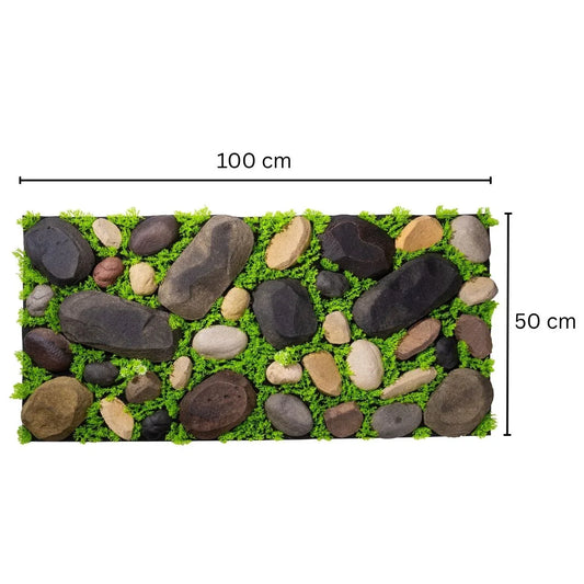 Panou din pietre artificiale, cu iarba,  Naimeed D7196, 100x50 cm