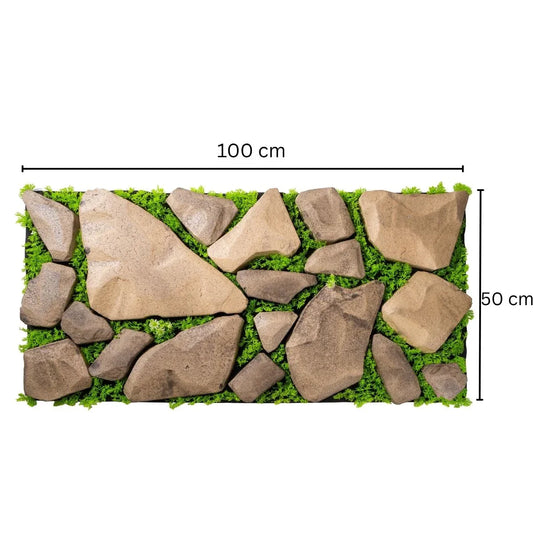 Panou din pietre artificiale, cu iarba,  Naimeed D7197, 100x50 cm