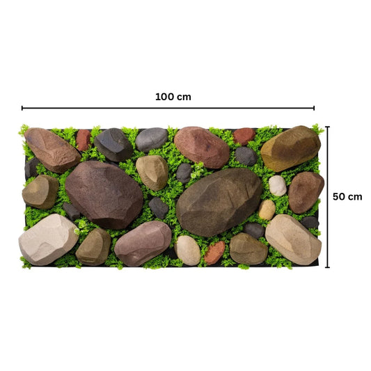 Panou din pietre artificiale, cu iarba,  Naimeed D7198, 100x50 cm