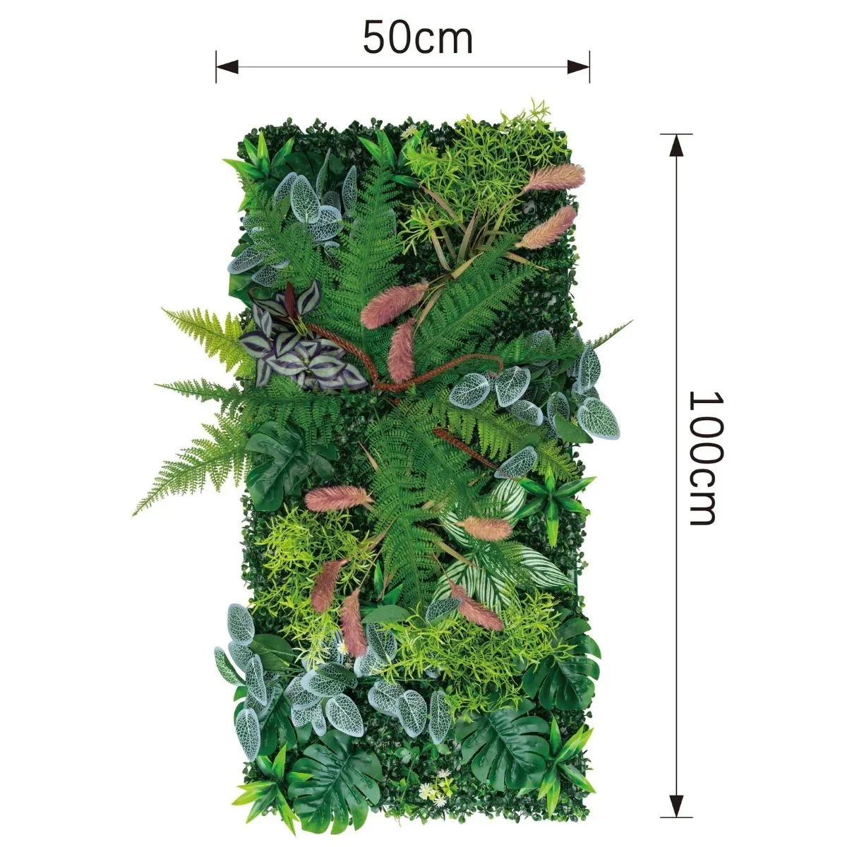 Panou din plante artificiale, cu frunze, Naimeed D7199, Verde, 100X50 cm