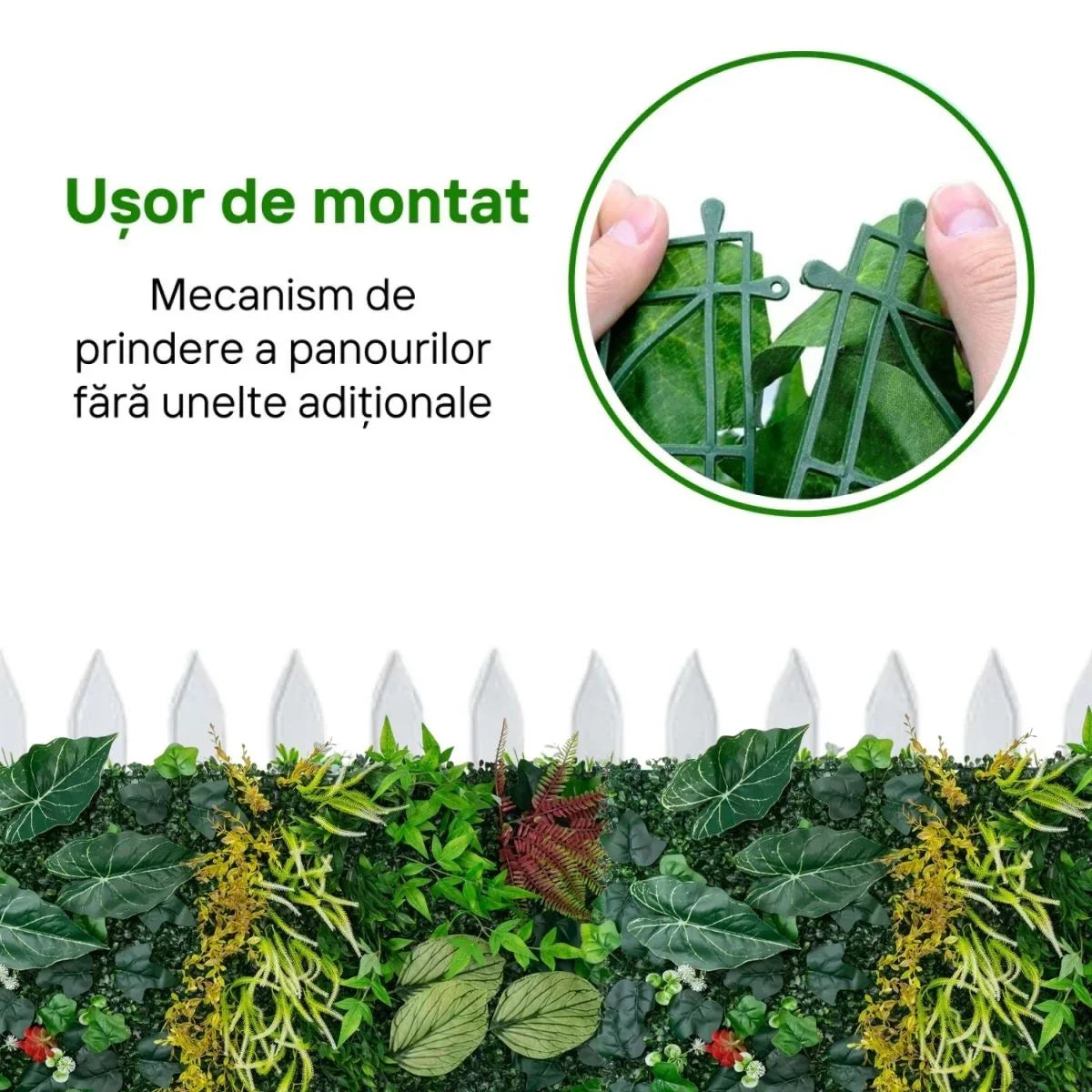 Panou din plante artificiale, cu frunze, Naimeed D7203, Verde, 100X50 cm