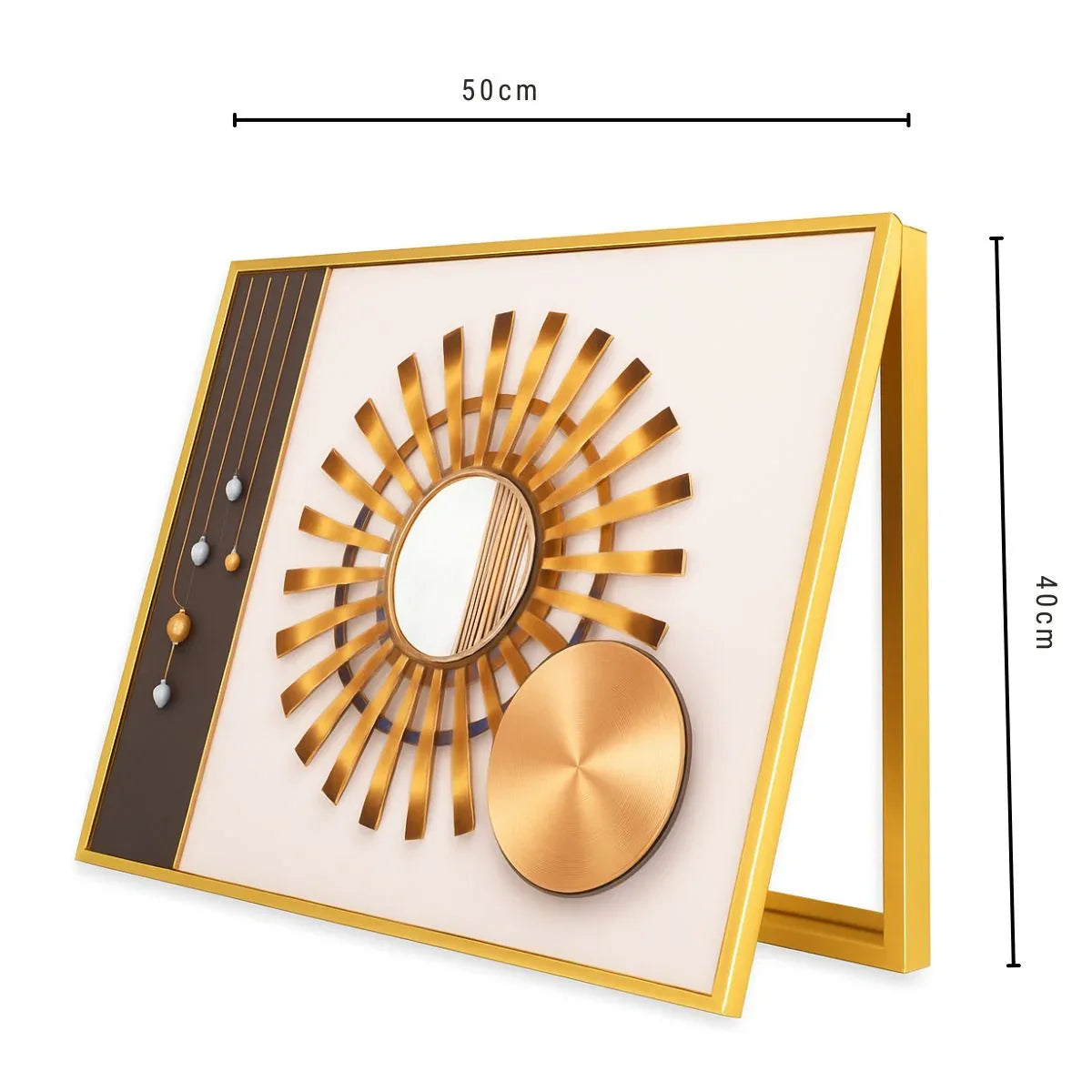 Capac tablou pentru contor electric, Naimeed D7262, mascare tablou electric, design modern si elegant, 40x50x4cm, rama aurie
