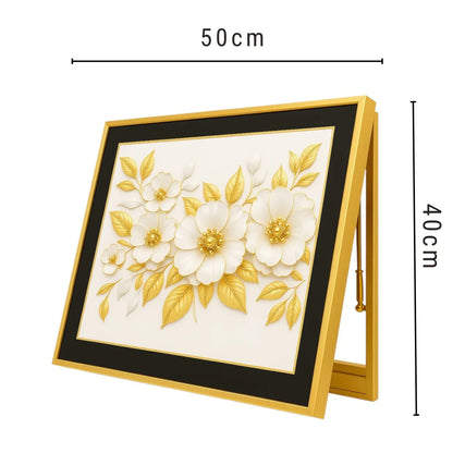 Capac tablou pentru contor electric, Naimeed D7265, mascare tablou electric, design modern si elegant, 40x50x4cm, rama aurie