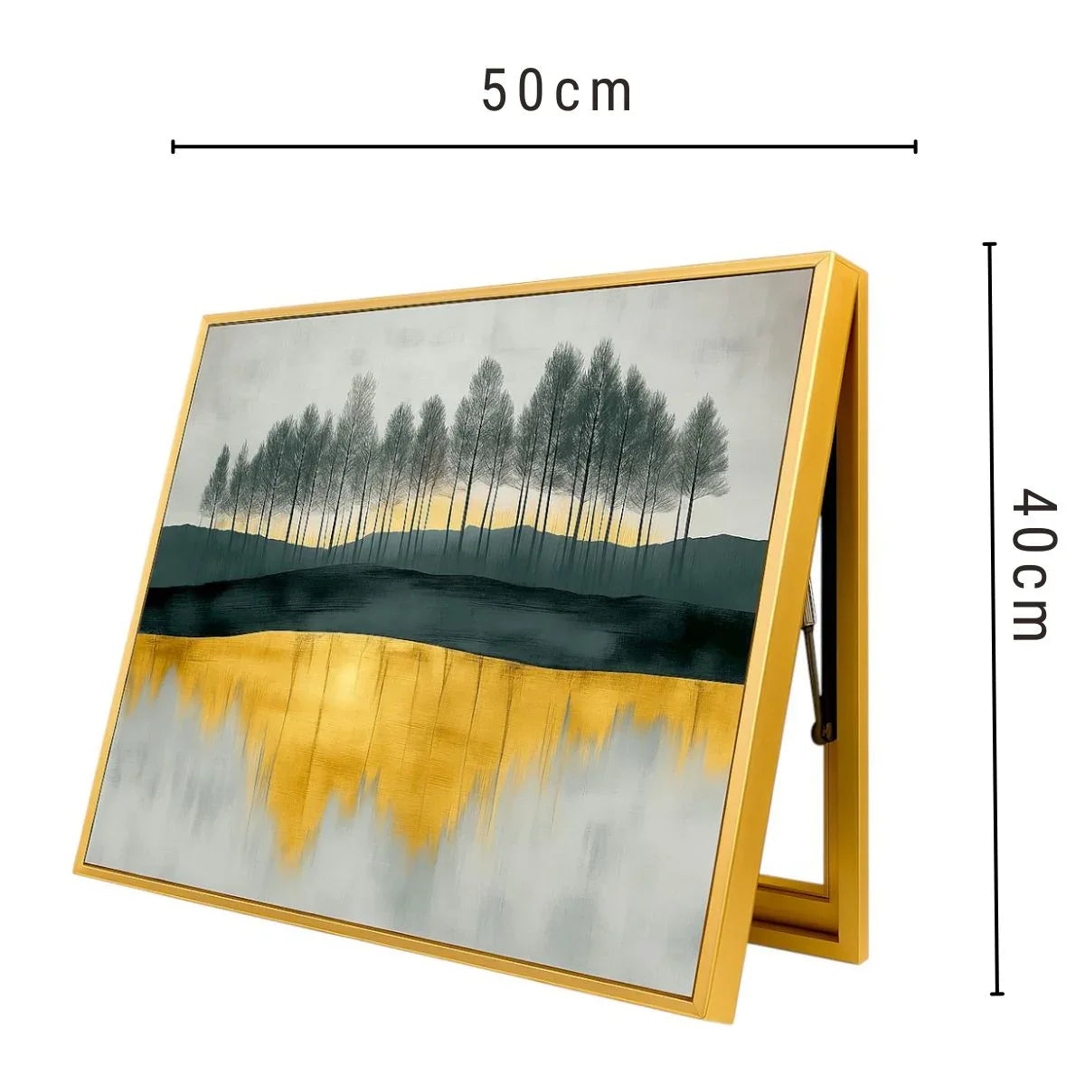 Capac tablou pentru contor electric, Naimeed D7268, mascare tablou electric, design modern si elegant, 40x50x4cm, rama aurie