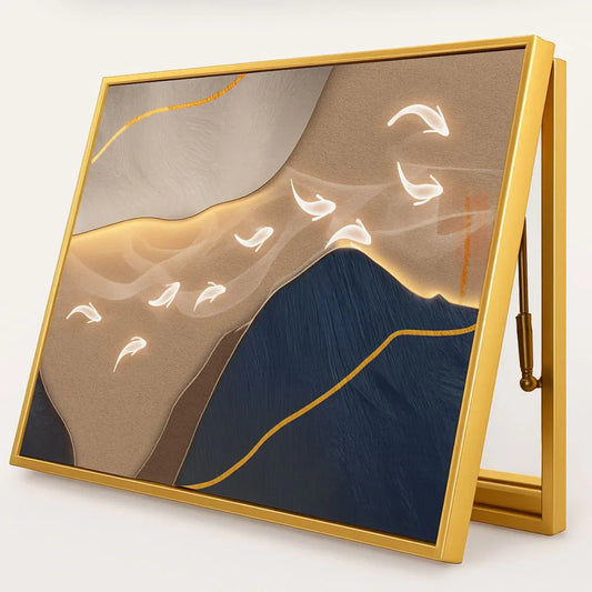 Capac tablou pentru contor electric, Naimeed D7261, mascare tablou electric, design modern si elegant, 40x50x4cm, rama aurie