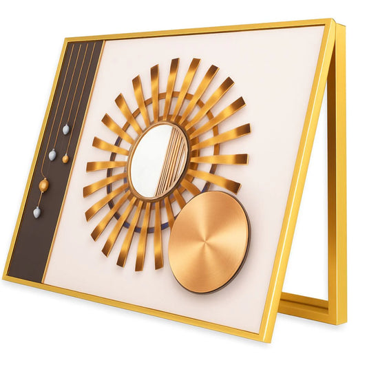 Capac tablou pentru contor electric, Naimeed D7281, mascare tablou electric, design modern si elegant, 50x60x4 cm, rama aurie