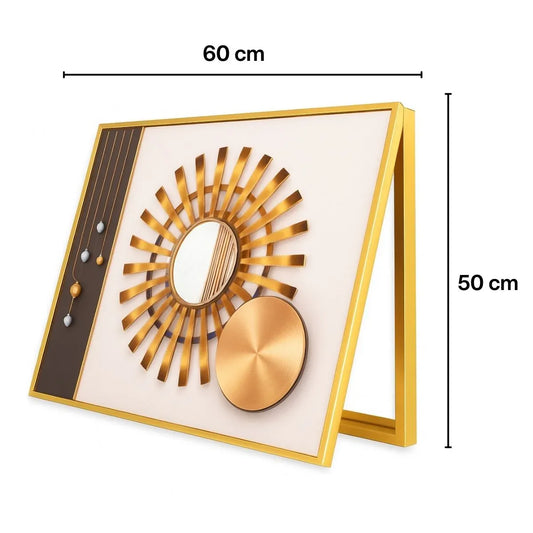 Capac tablou pentru contor electric, Naimeed D7281, mascare tablou electric, design modern si elegant, 50x60x4 cm, rama aurie