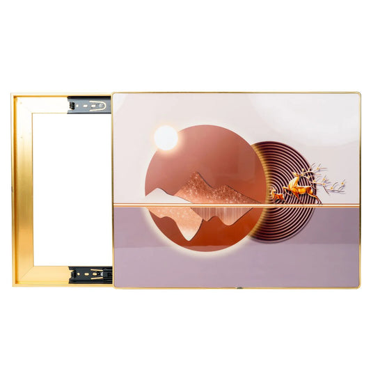 Capac tablou pentru contor electric, Naimeed D7285, mascare tablou electric, design modern si elegant, 30x40x2.8cm, rama aurie