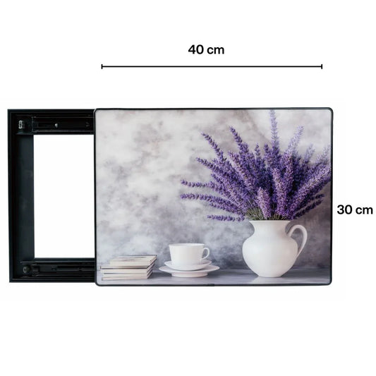 Capac tablou pentru contor electric, Naimeed D7288, mascare tablou electric, design modern si elegant, 30x40x2.8cm, rama neagra