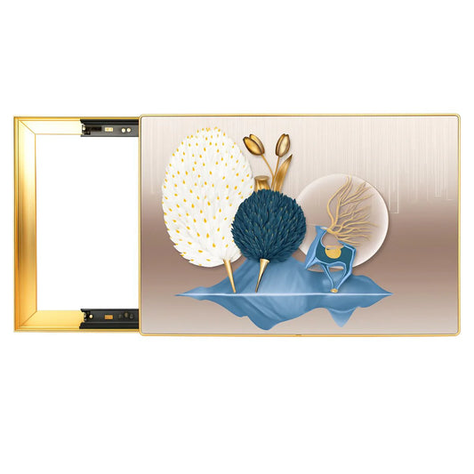 Capac tablou pentru contor electric, Naimeed D7291, mascare tablou electric, design modern si elegant, 40x50x2.8 cm, rama aurie