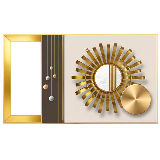 Capac tablou pentru contor electric, Naimeed D7292, mascare tablou electric, design modern si elegant, 40x50x2.8 cm, rama aurie