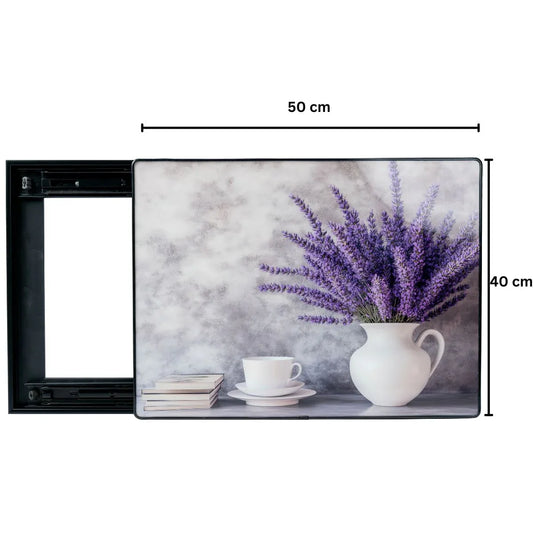 Capac tablou pentru contor electric, Naimeed D7298, mascare tablou electric, design modern si elegant, 40x50x2.8 cm, rama neagra