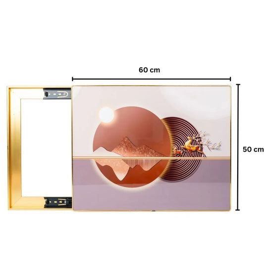 Capac tablou pentru contor electric, Naimeed D7301, mascare tablou electric, design modern si elegant, 50x60x2.8 cm, rama aurie